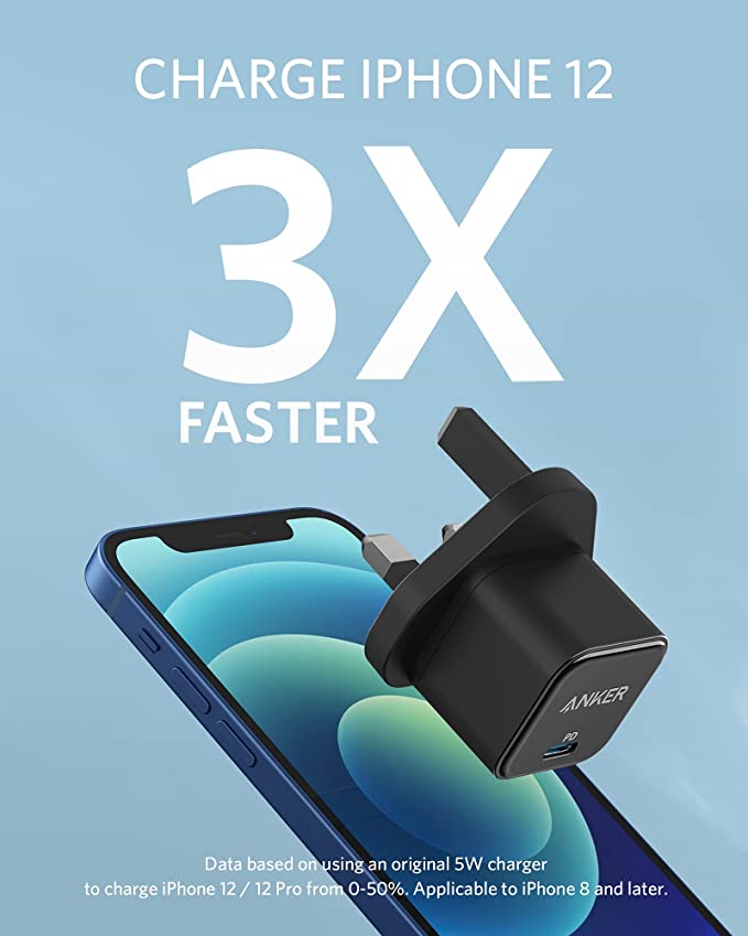Anker USB C Charger, 20W Fast Charger, Charge Up to 3x Faster - black