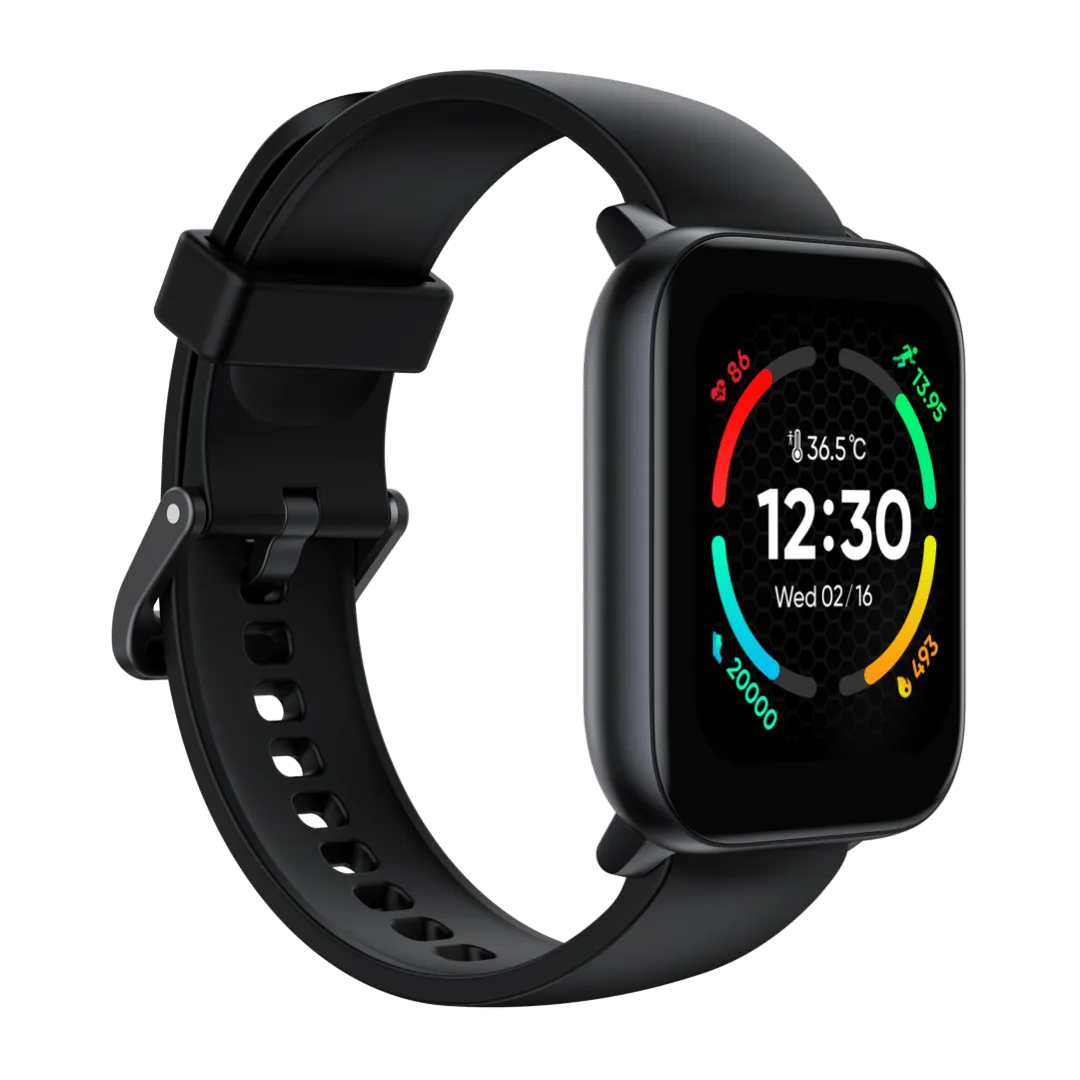 realme S100 Smart Watch,Display 1.69 HD,with Temperature Sensor,Black