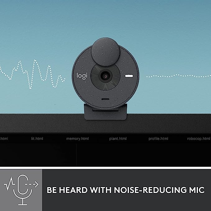 Logitech Brio 300 Full HD Webcam, Noise Reduction Microphone, USB - C