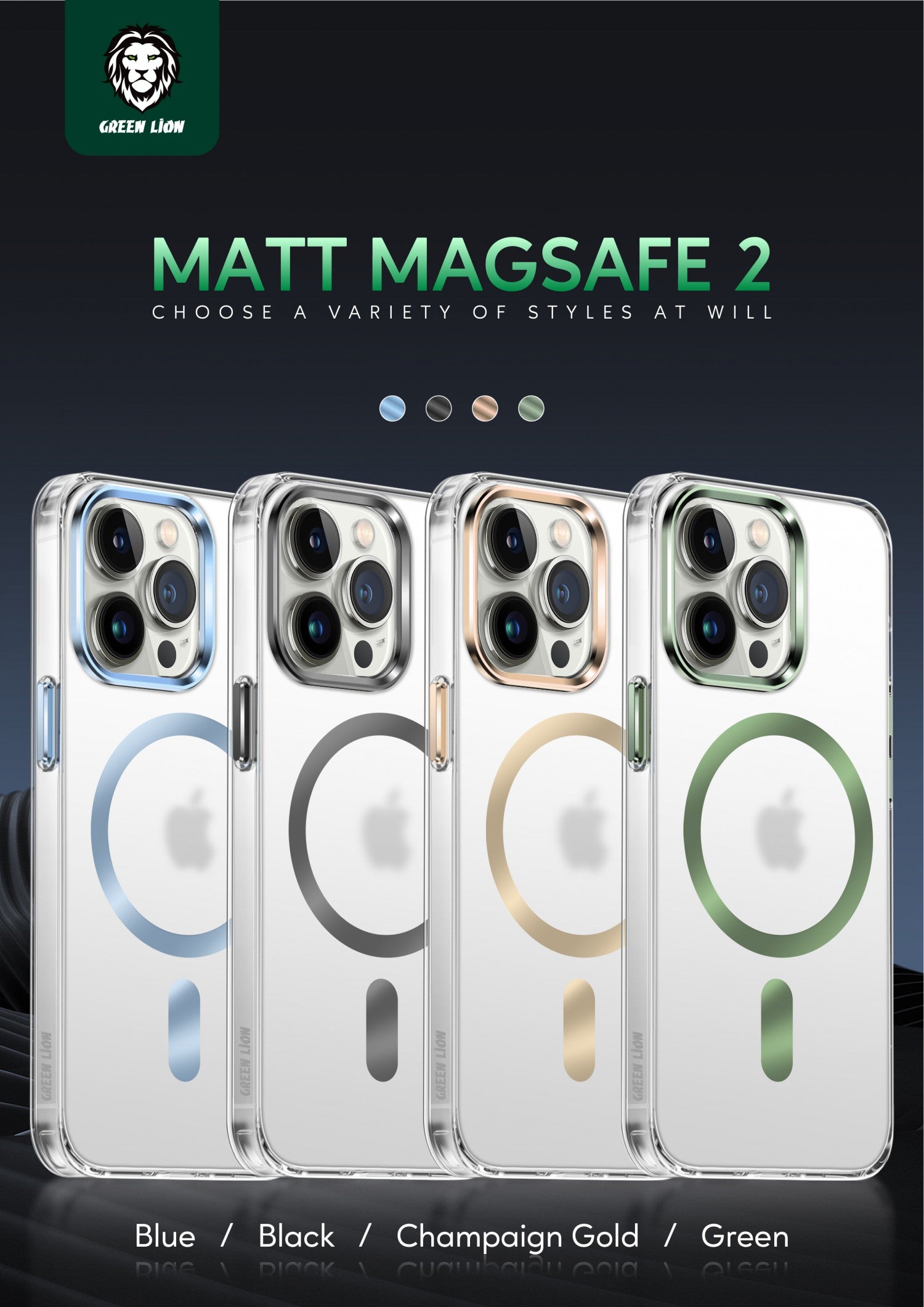 غطاء حماية IMD مضاد للخدش لهاتف iPhone 13 Pro (6.1 بوصة) باللون الأخضر Matt Magsafe 2 - ذهبي