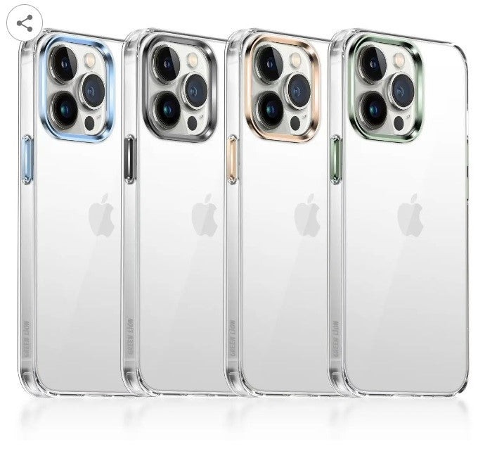 Green Metallic Frame TPU Transparent Case for iPhone 13 Pro ( 6.1