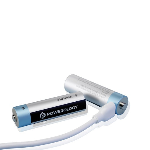 باورولوجي بطارية ليثيوم أيون قابلة للشحن عبر USB (4 قطعة/الحزمة)