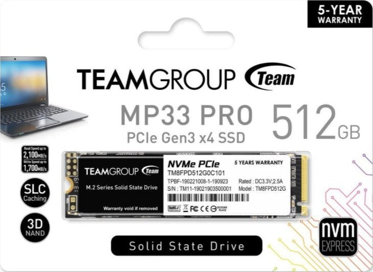 محرك أقراص SSD داخلي Team Group MP33 PRO بسعة 512 جيجابايت M.2 PCIe