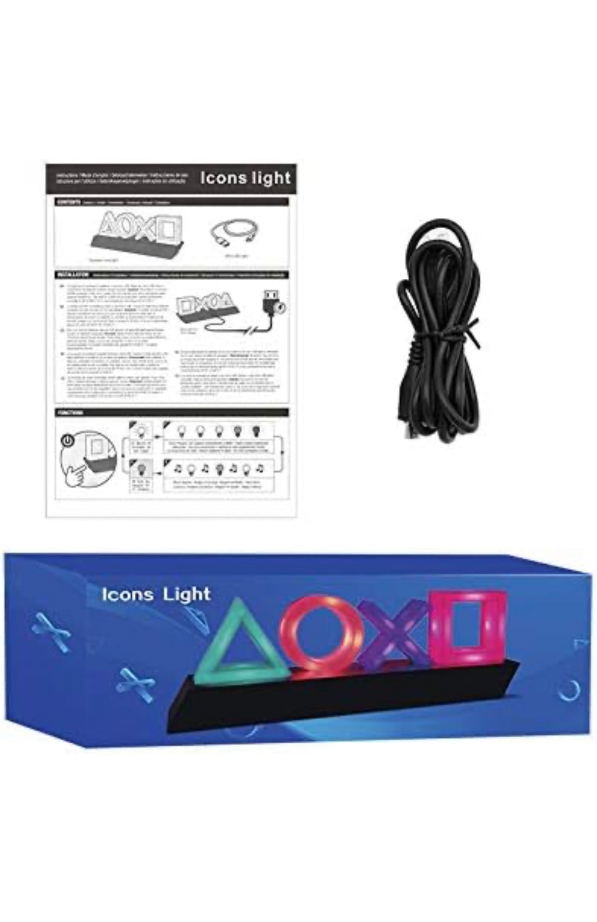 Icons Light Playstation For PS4 PS5 / 3 Light Modes - Powered by USB