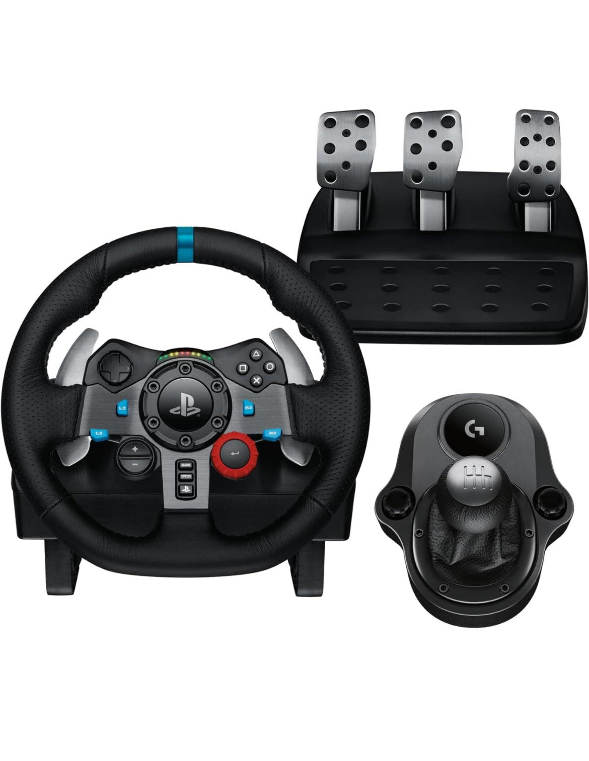 Logitech Driving Force Racing Wheel And Floor Pedals, & Driving Force Racing Shifter