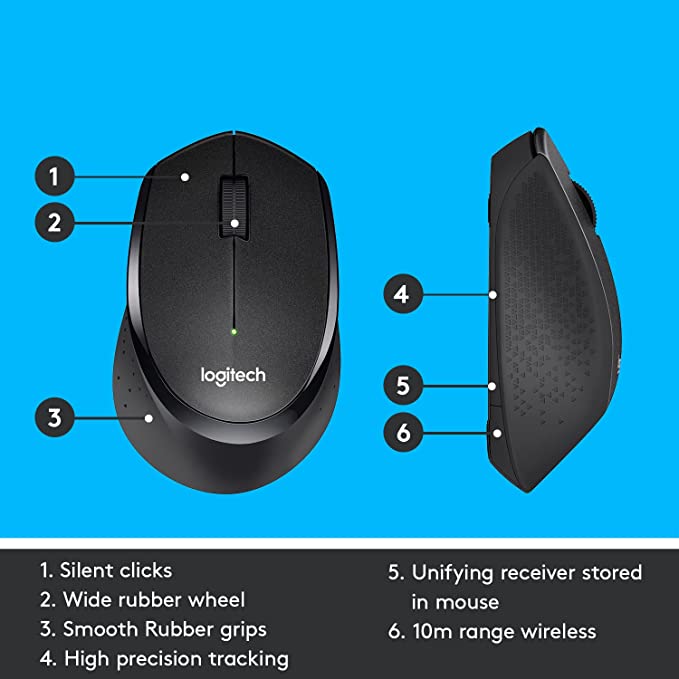 Logitech M330 SILENT PLUS Wireless Mouse, 2.4GHz, 2-year Battery Life