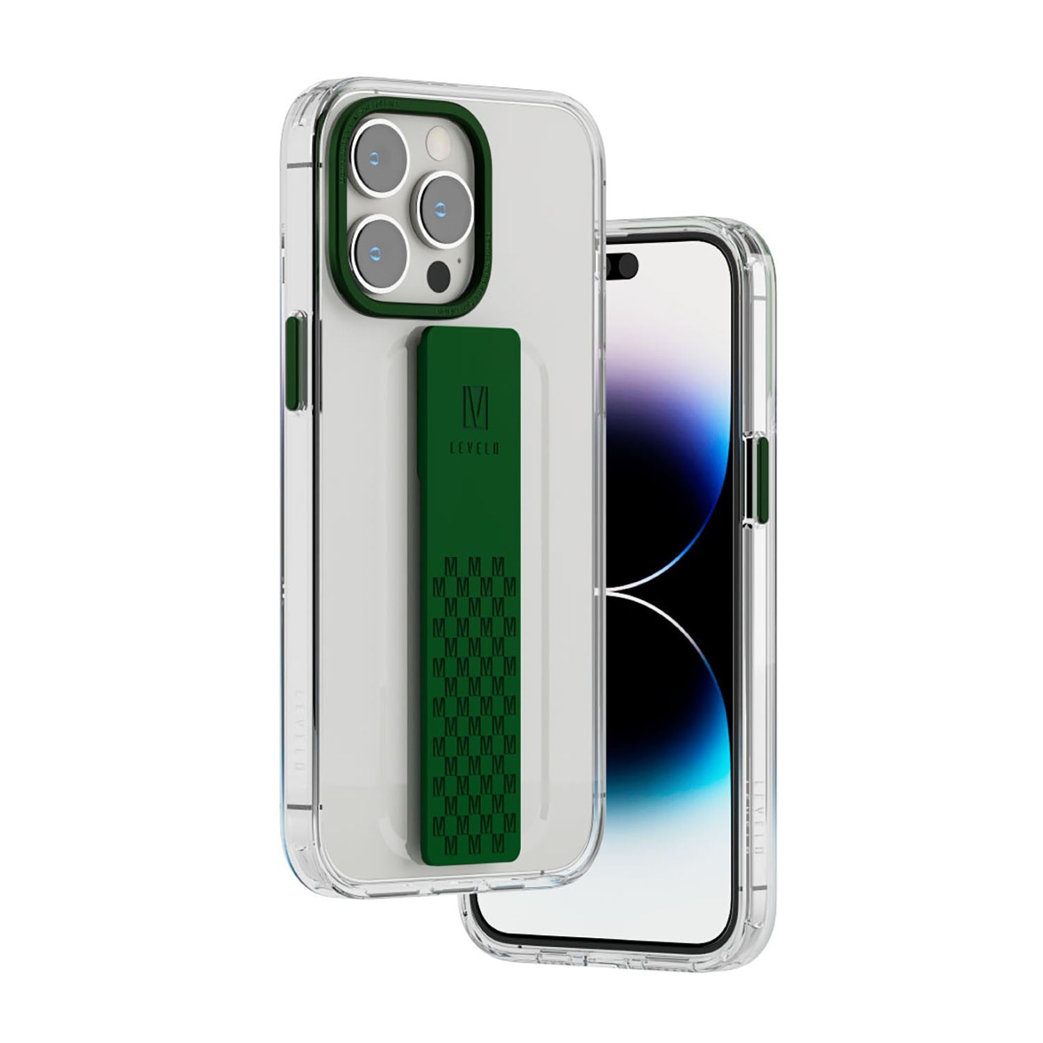 Levelo Morphix Clara Gripstand iPhone 14 Pro Max IMD Clear Back Case - Green