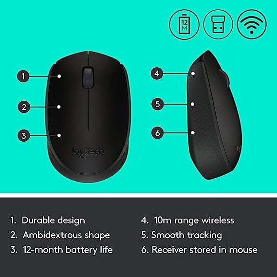 Logitech M171 Wireless Mouse, 2.4 Ghz wireless Wireless range - Black