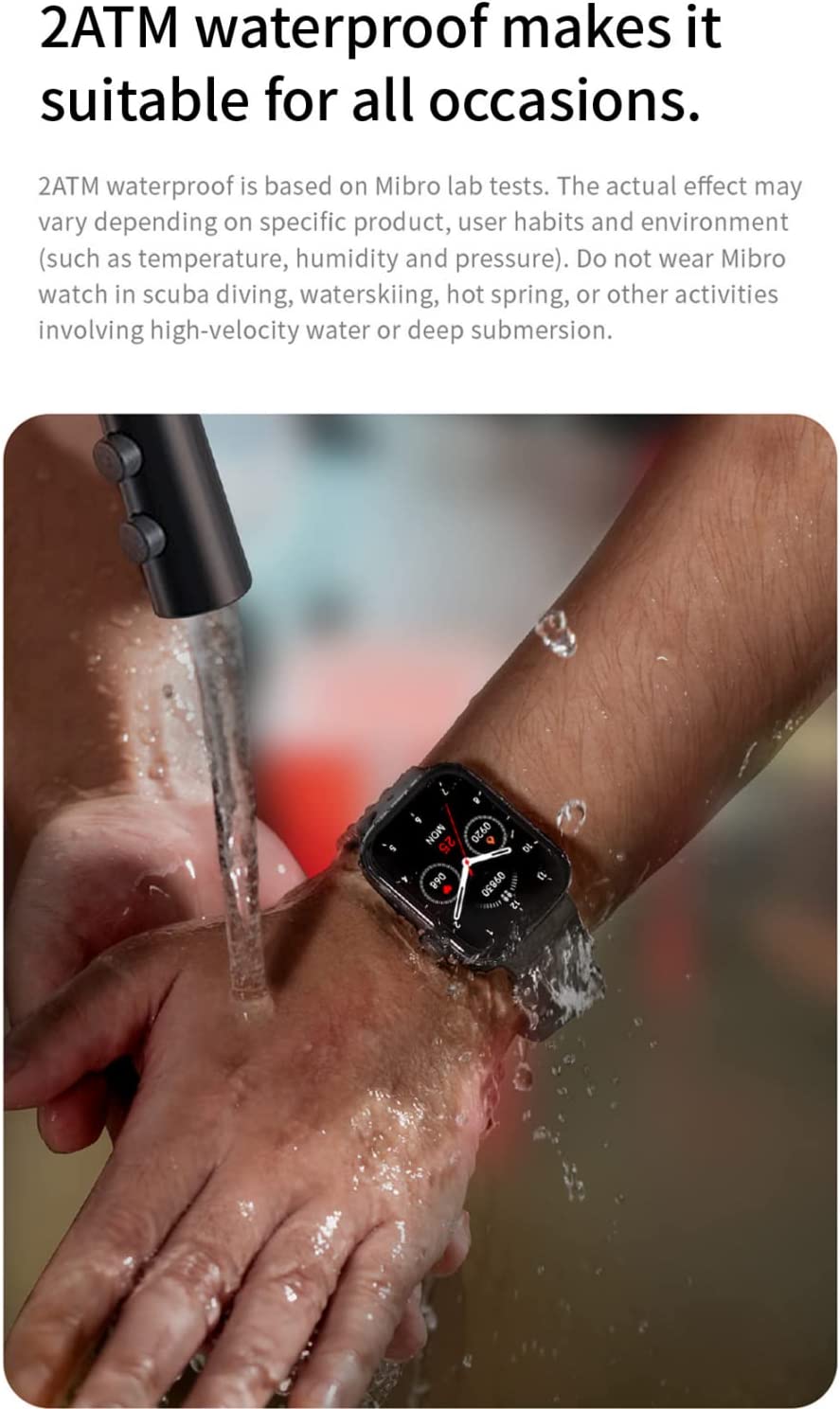 Mibro T1 Smart Watch, Display 1.6'' HD,Waterproof Bluetooth 5.0,Black