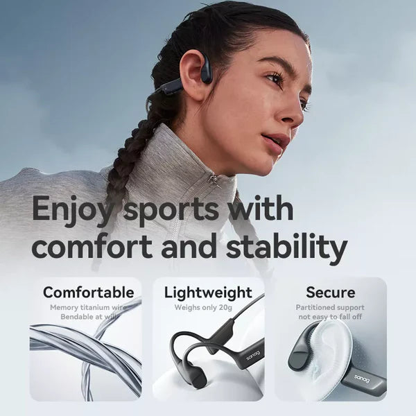 Sanag B22S Pro Open Ear Wireless Bluetooth Bone Conduction Headphones / Black