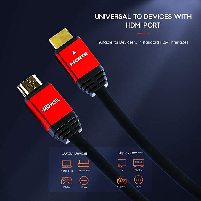 Mowsil HDMI 1.4v Cable Support 4K 3 Meter