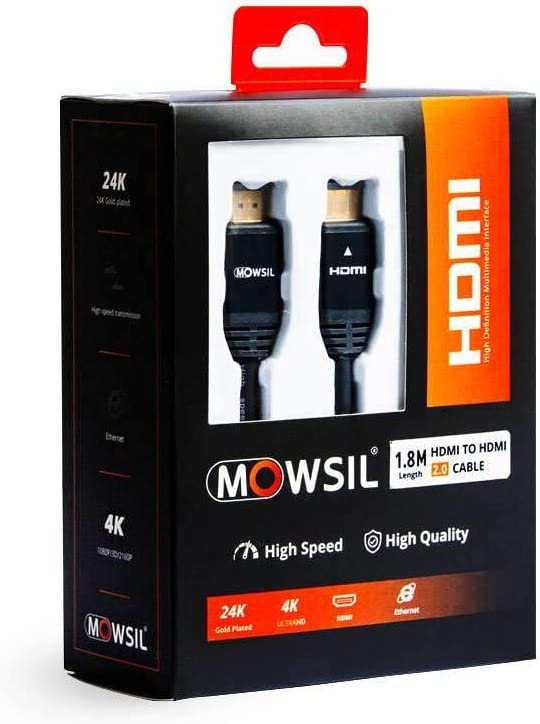 Mowsil HDMI 1.4v Cable Support 4K 1.8 Meter