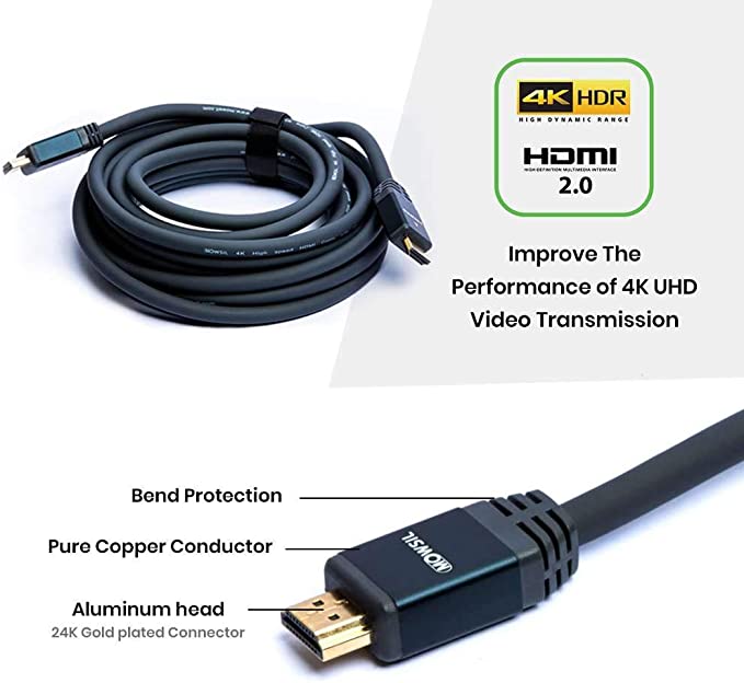 Mowsil HDMI 1.4v Cable Support 4K 1.8 Meter