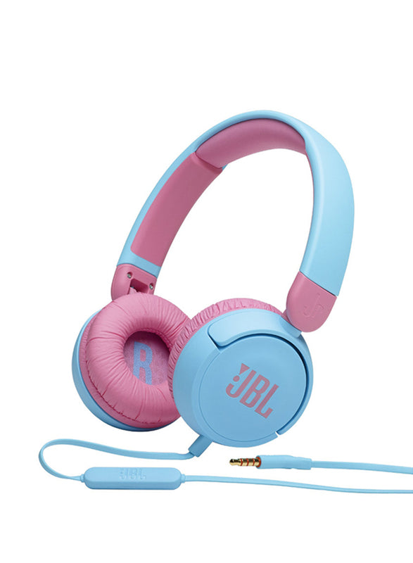 JBL Jr 310 Kids Wired On-Ear Headphones, Safe Sound, Built-In Mic, RED