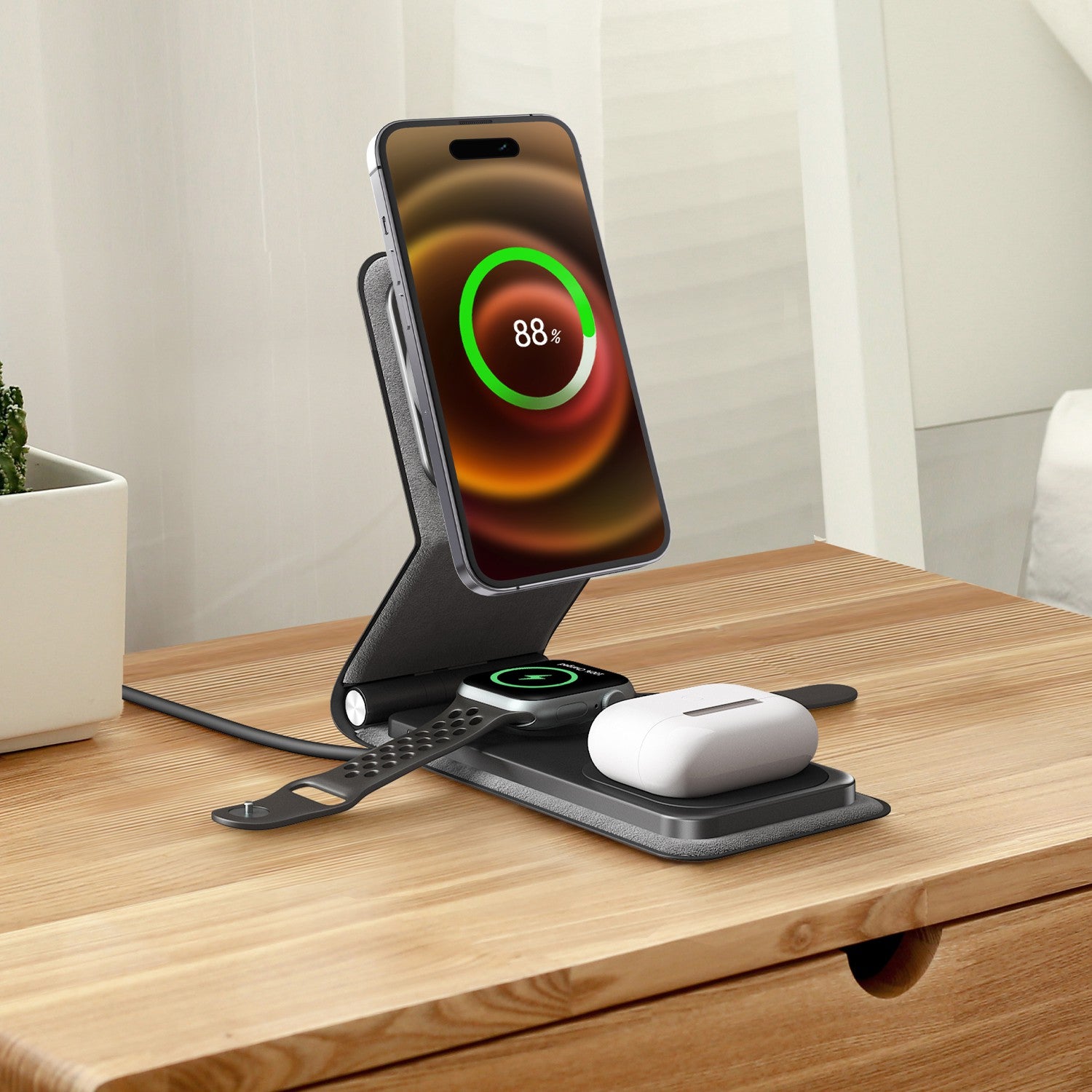 Levelo Arch 3 in 1 Leather Wireless Charging Stand
