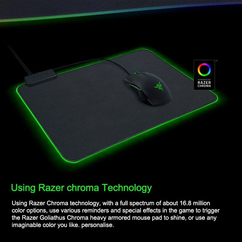 Razer Goliathus Chroma RGB Gaming Mouse Mat PC, Fabric Surface, Black
