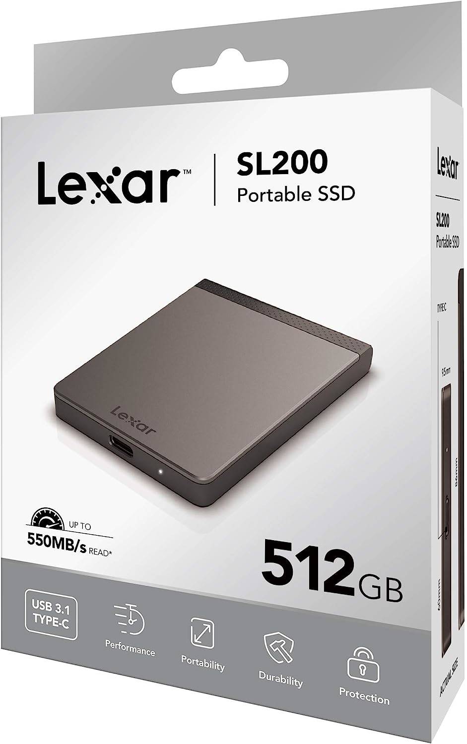 Lexar 512GB SL200 محرك أقراص SSD خارجي محمول USB 3.1 من النوع C