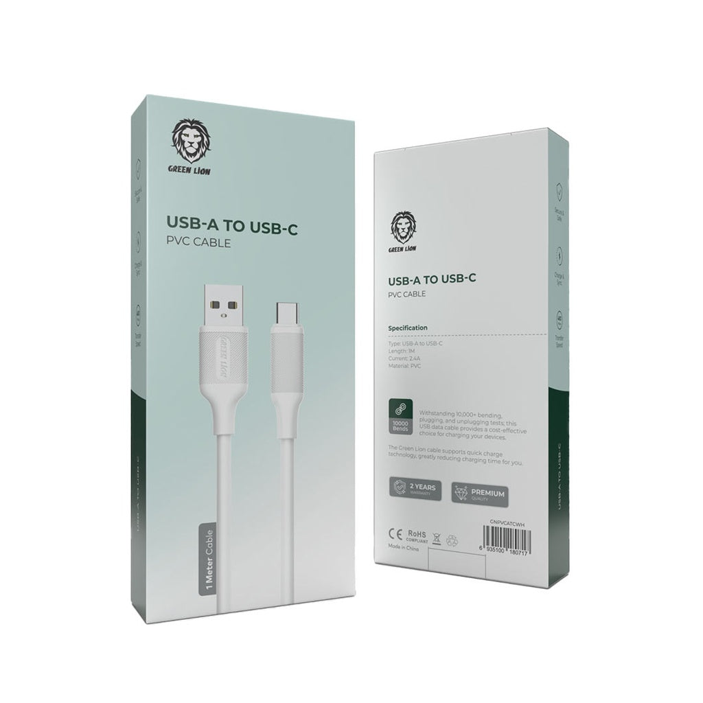 Green Lion USB-A to USB-C PVC Cable 1M 2.4A