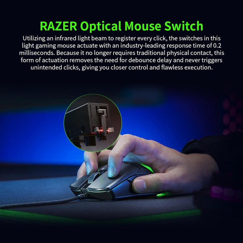 ماوس Razer Viper Mini 8500 DPI بصري سلكي قابل للبرمجة بـ 6 مفاتيح، طول الكابل: 1.8 متر 