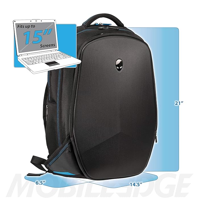 حقيبة ظهر للكمبيوتر المحمول Vindicator مقاس 15 بوصة من Alienware، باللون الأسود 