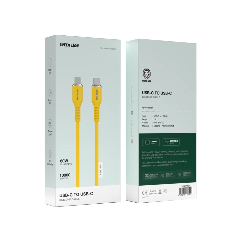 Green Lion USB-C To USB-C Silicone Cable  ( black - blue - yellow )