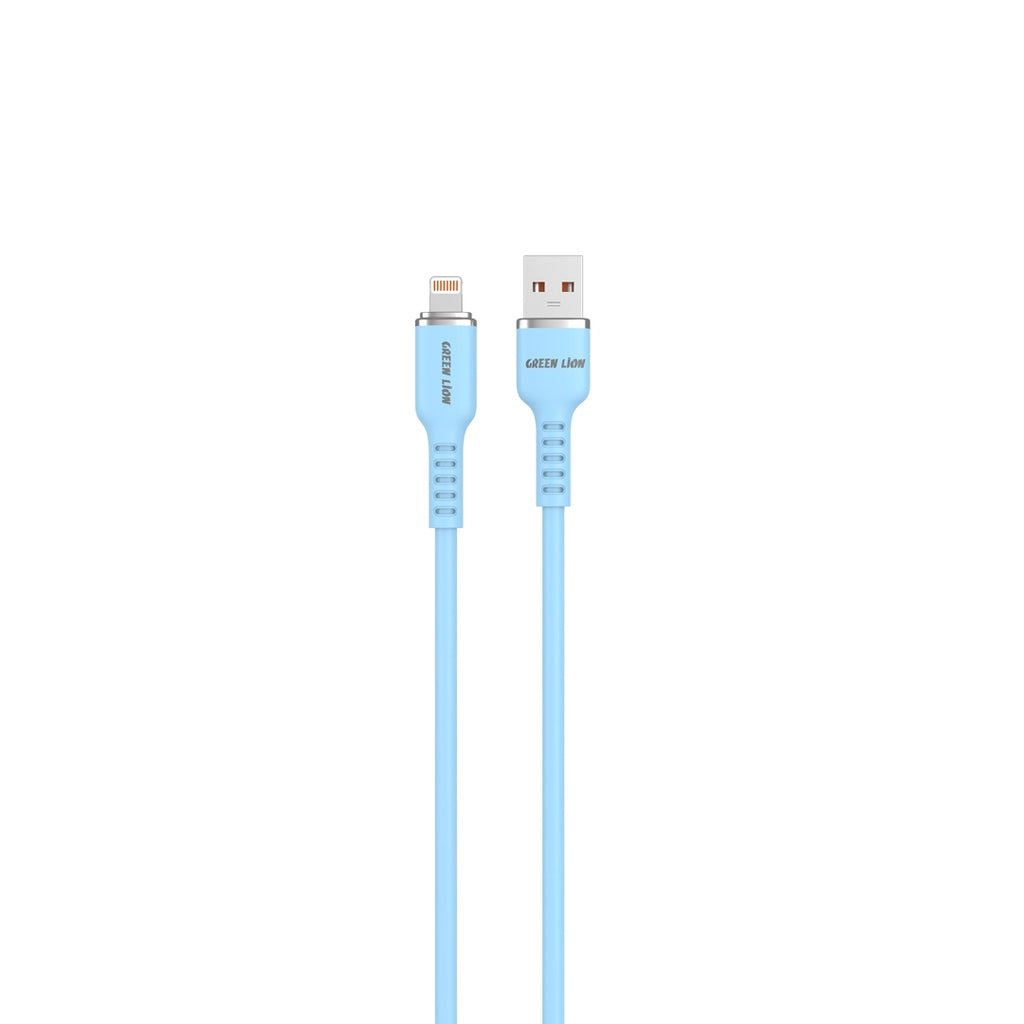 Green Lion USB-A To Lightning Silicone Cable ( blue - yellow )